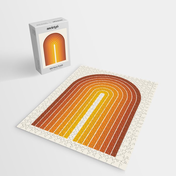 Gradient Arch IX Retro Orange Mid Century Modern Rainbow Jigsaw Puzzle Gallery Image 2