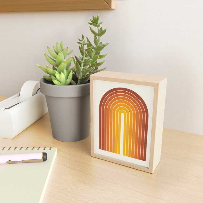 Gradient Arch IX Retro Orange Mid Century Modern Rainbow Mini Art Print Gallery Image 2