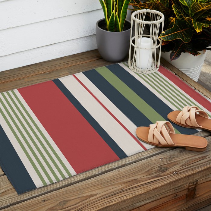 Modern Christmas Stripes 2025 Outdoor Rug Gallery Image 2