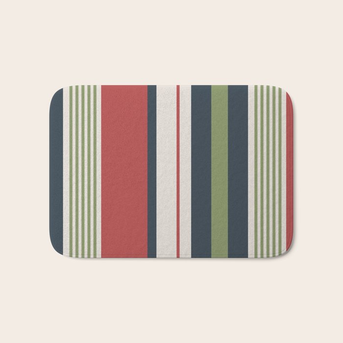 Modern Christmas Stripes 2025 Bath Mat Gallery Image 1