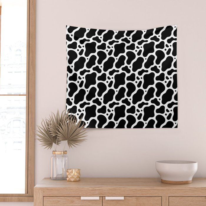 Abstract black and white water surface pattern Wall Tapestry Gallery Image 2