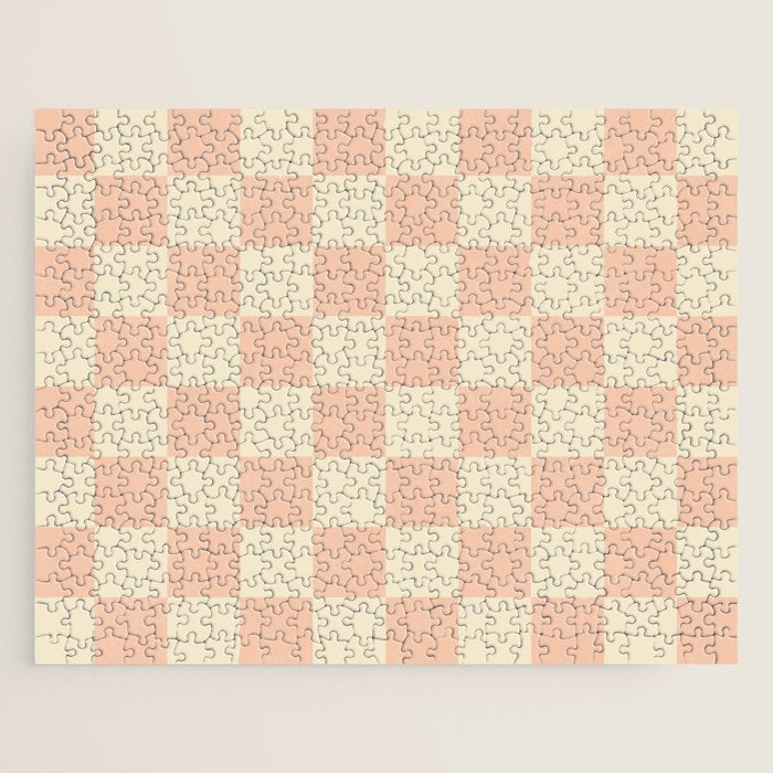 Checkers - peach pink and cream Jigsaw Puzzle Gallery Image 1