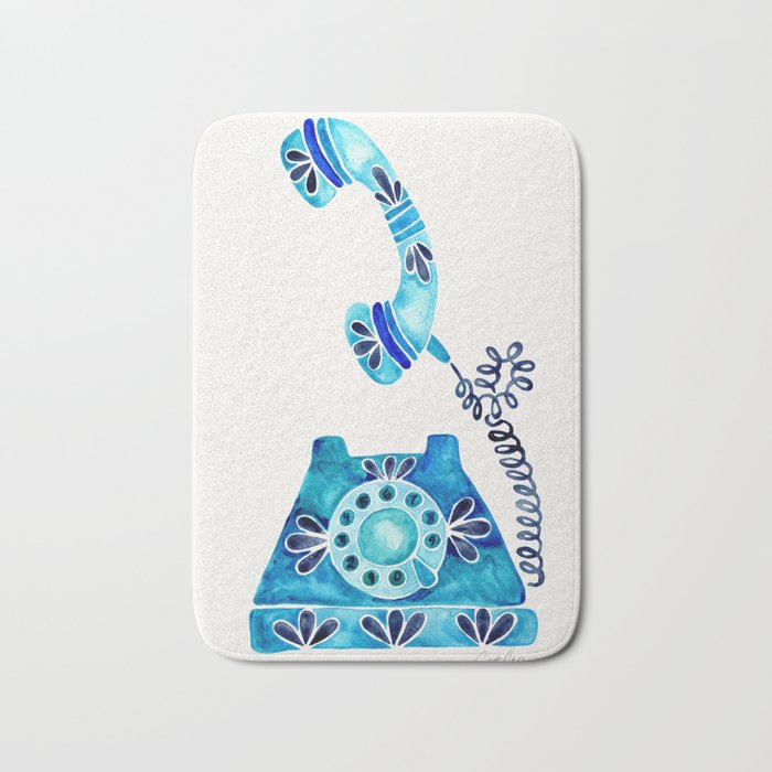 Vintage Rotary Phone - Blue Raspberry Bath Mat Gallery Image 1