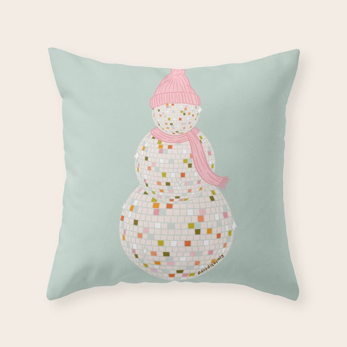 Disco Ball Snowman Throw Pillow Gallery Image 6
