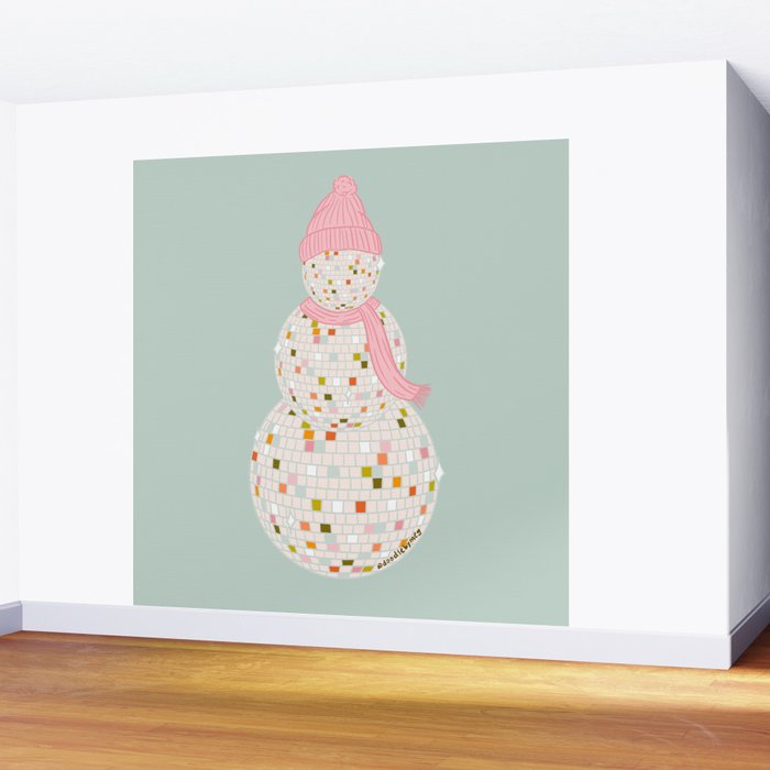 Disco Ball Snowman Wall Mural Gallery Image 2
