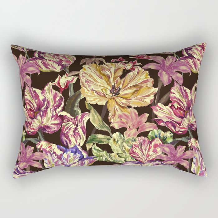 Watercolor Bloom in the Dark Rectangular Pillow Gallery Image 1