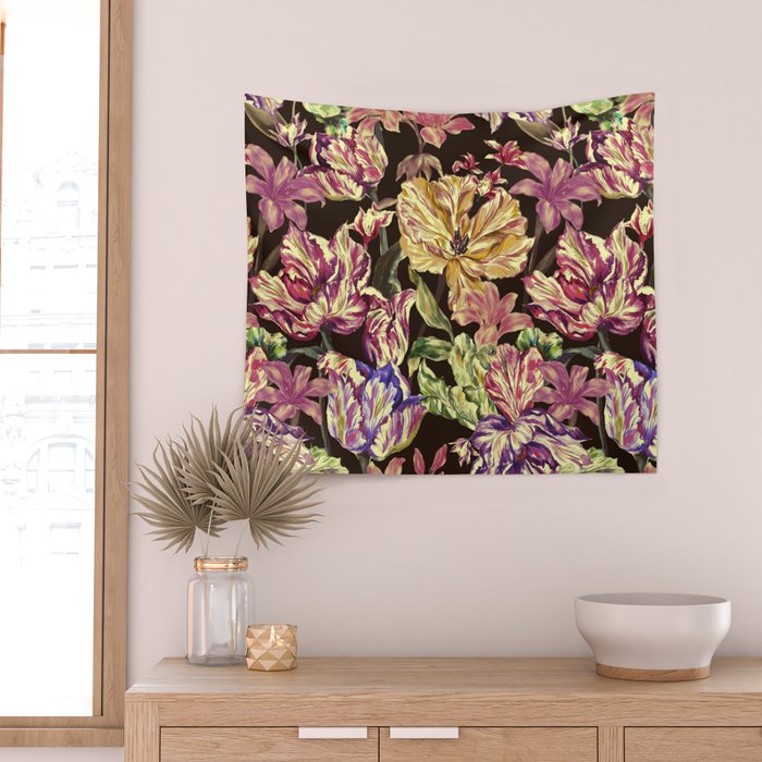 Watercolor Bloom in the Dark Wall Tapestry Gallery Image 2
