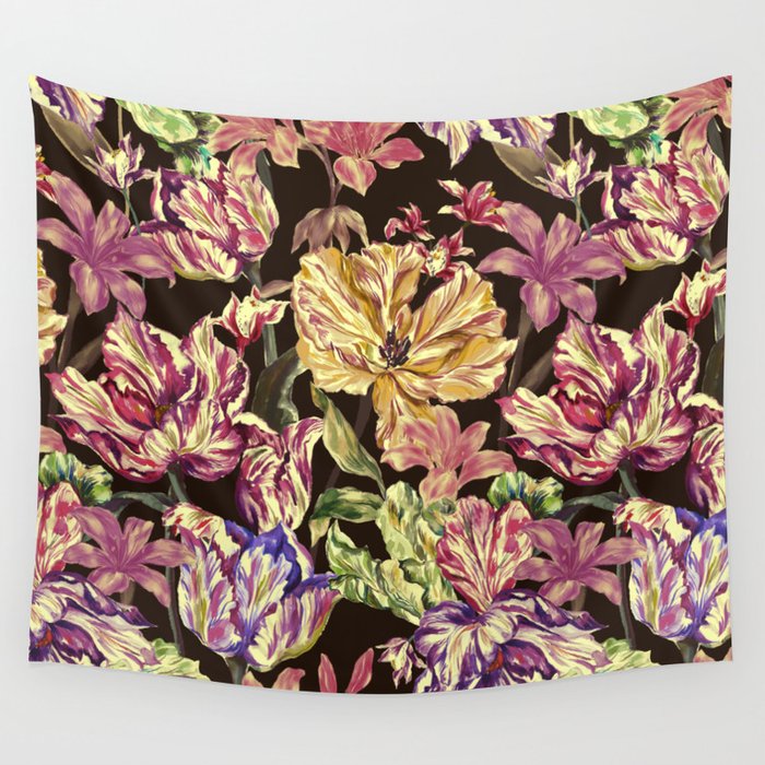 Watercolor Bloom in the Dark Wall Tapestry Gallery Image 1