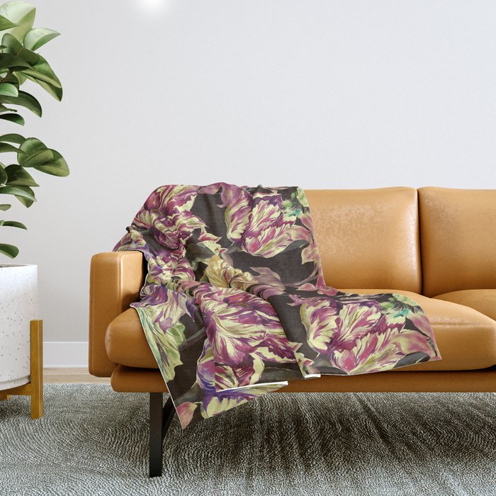 Watercolor Bloom In The Dark Throw Blanket