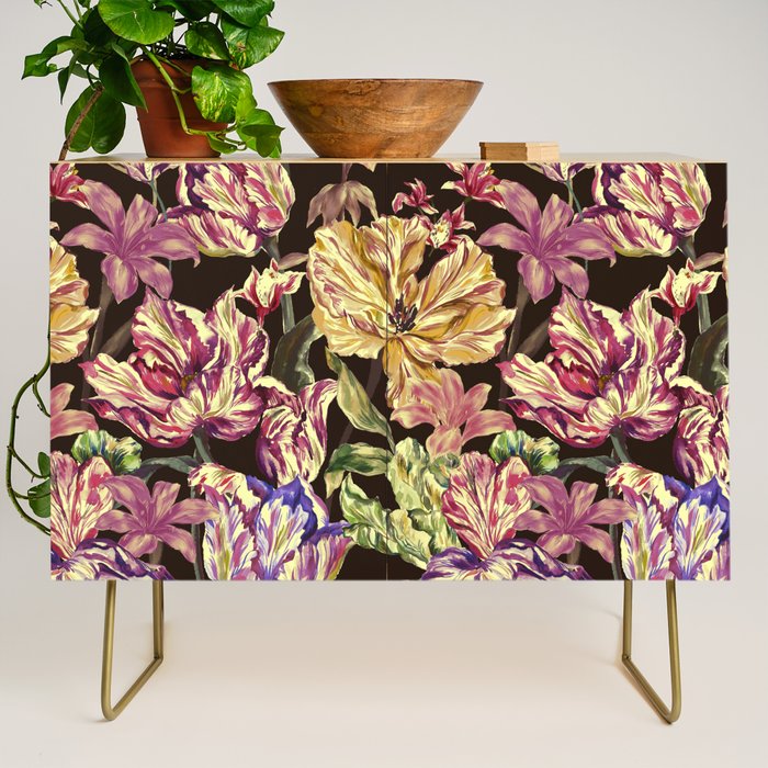 Watercolor Bloom in the Dark Credenza Gallery Image 1