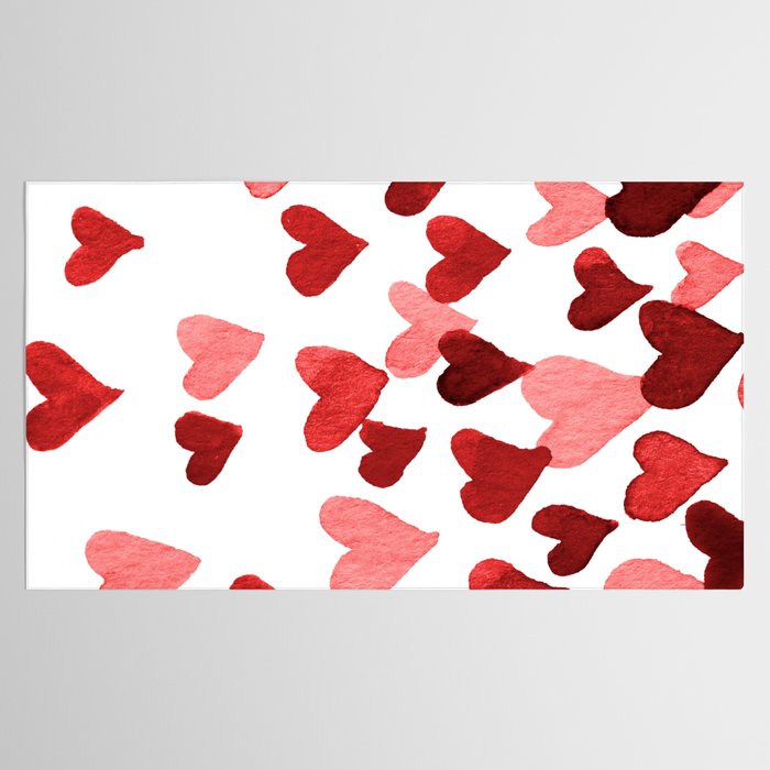 Valentine's Day Watercolor Hearts - red Tablecloth Gallery Image 2