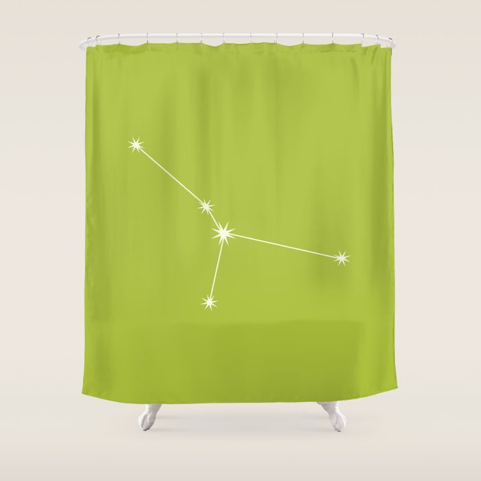 Cancer Zodiac Star Constellation Line Art Chartreuse Green Shower Curtain Gallery Image 1