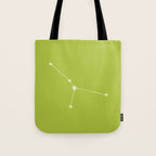 Cancer Zodiac Star Constellation Line Art Chartreuse Green Tote Bag Gallery Image 1