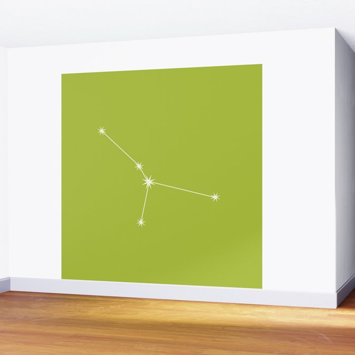 Cancer Zodiac Star Constellation Line Art Chartreuse Green Wall Mural Gallery Image 2