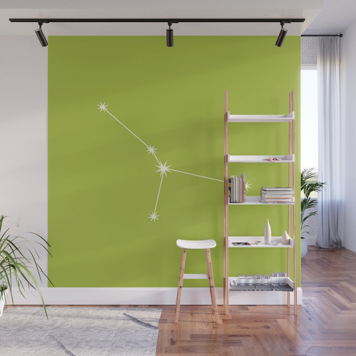 Cancer Zodiac Star Constellation Line Art Chartreuse Green Wall Mural Gallery Image 1