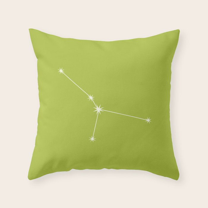Cancer Zodiac Star Constellation Line Art Chartreuse Green Throw Pillow Gallery Image 6