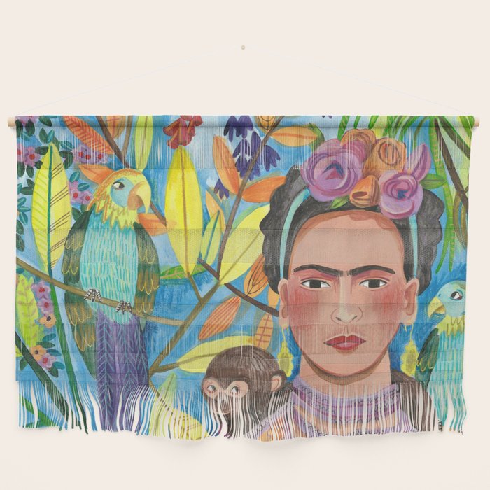 Woman and her parrots Wall Hanging Gallery Image 1