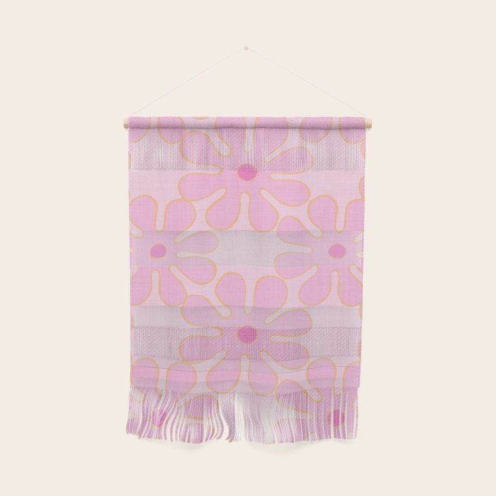 Pink Floral 70s Style Groovy Flowers Wall Hanging Gallery Image 1