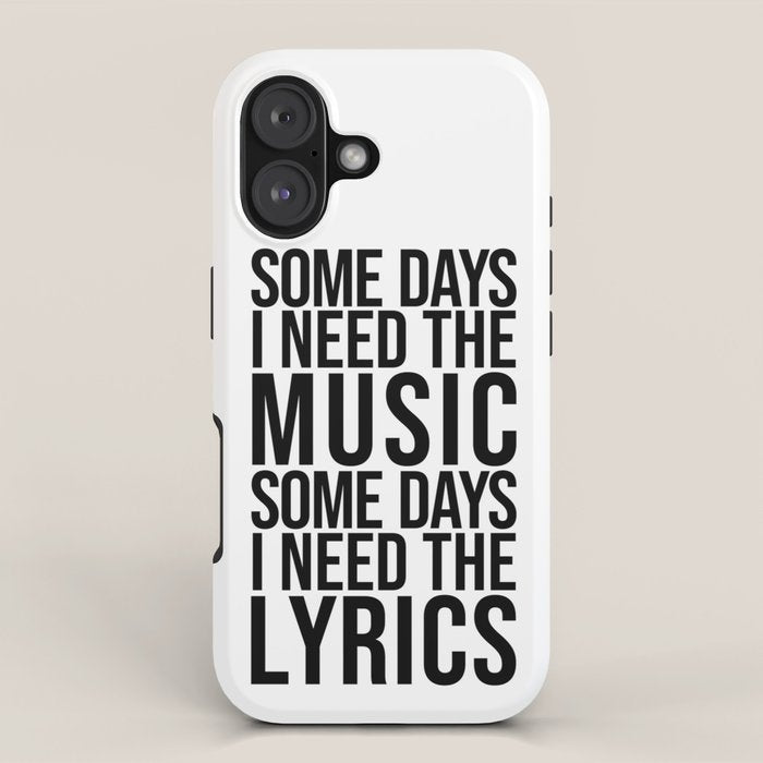 Some Days I Need The Music - Black and White iPhone Case Gallery Image 1