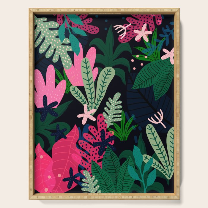 Into the jungle - deep night Serving Tray Gallery Image 1
