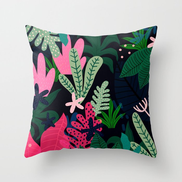 Into the jungle - deep night Throw Pillow Gallery Image 6