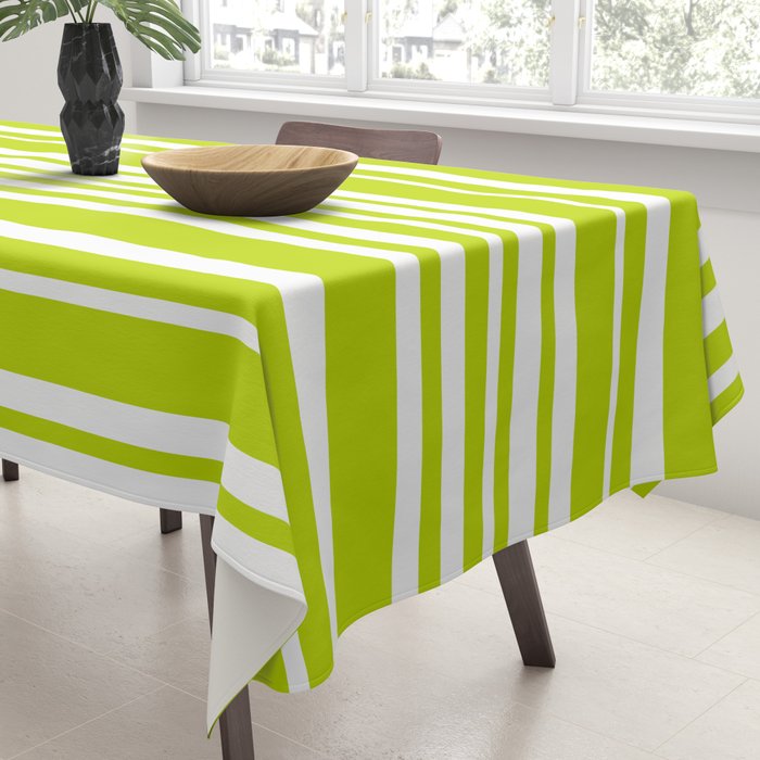 Classic Stripes XXXVIII - Lime Green Tablecloth Gallery Image 3