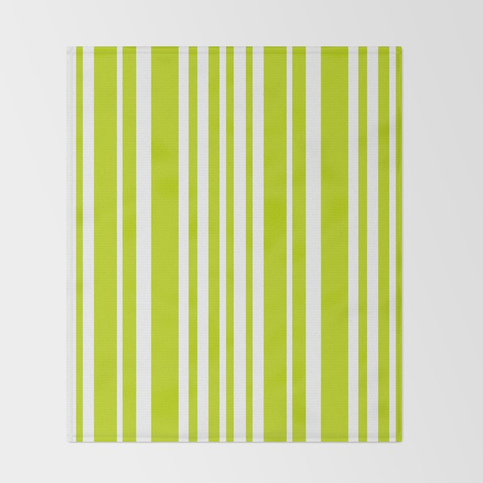 Classic Stripes XXXVIII - Lime Green Throw Blanket Gallery Image 2