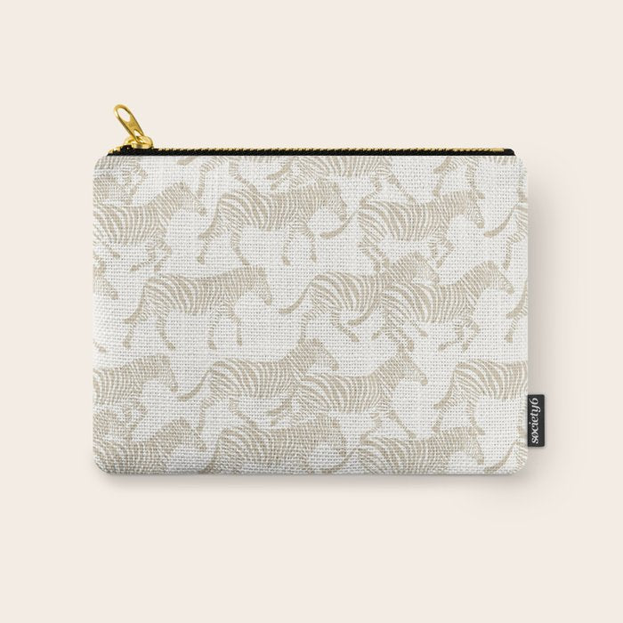 Zebras in tan Carry All Pouch Gallery Image 1