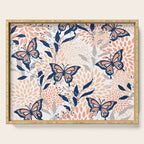 Floral, Butterflies Print, Coral, Navy Bue, Gray Serving Tray Gallery Image 1