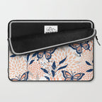 Floral, Butterflies Print, Coral, Navy Bue, Gray Laptop Sleeve Gallery Image 2