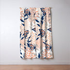 Floral, Butterflies Print, Coral, Navy Bue, Gray Window Curtain Gallery Image 3