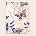 Floral, Butterflies Print, Coral, Navy Bue, Gray Notebook Gallery Image 4