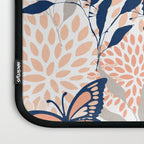 Floral, Butterflies Print, Coral, Navy Bue, Gray Laptop Sleeve Gallery Image 3