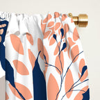 Floral, Butterflies Print, Coral, Navy Bue, Gray Window Curtain Gallery Image 2