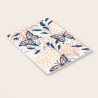 Floral, Butterflies Print, Coral, Navy Bue, Gray Notebook Gallery Image 3