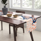 Floral, Butterflies Print, Coral, Navy Bue, Gray Table Runner Gallery Image 2