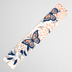 Floral, Butterflies Print, Coral, Navy Bue, Gray Table Runner Gallery Image 3