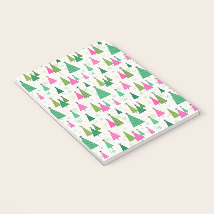 Mid-Century Modern Christmas Trees - Pink and Green Notebook Gallery Image 3