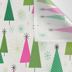 Mid-Century Modern Christmas Trees - Pink and Green Wall Tapestry Gallery Image 3