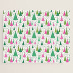 Mid-Century Modern Christmas Trees - Pink and Green Jigsaw Puzzle Gallery Image 1