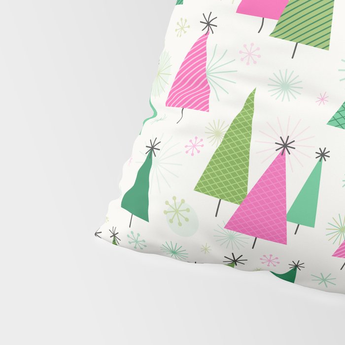 Mid-Century Modern Christmas Trees - Pink and Green Pillow Sham Gallery Image 4