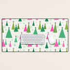 Mid-Century Modern Christmas Trees - Pink and Green Desk Mat Gallery Image 1