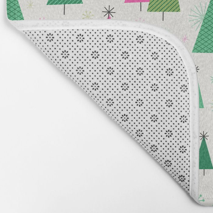 Mid-Century Modern Christmas Trees - Pink and Green Bath Mat Gallery Image 2