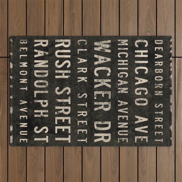 Chicago Streets Transit Sign Outdoor Rug Gallery Image 1