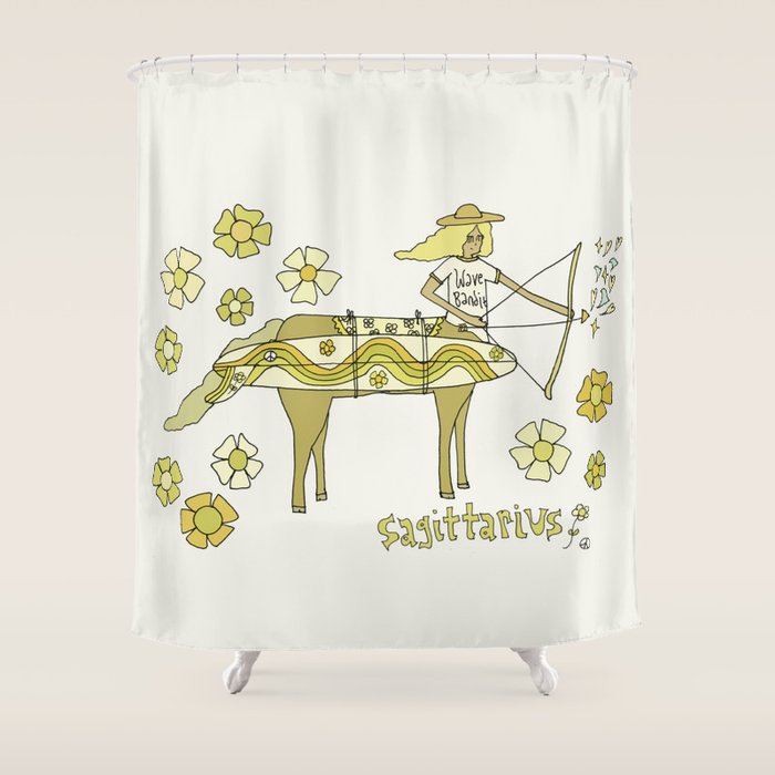 sagittarius zodiac wave bandit // retro surf art by surfy birdy Shower Curtain Gallery Image 1