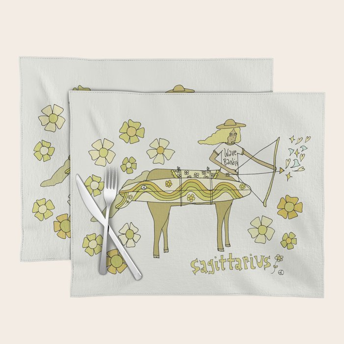 sagittarius zodiac wave bandit // retro surf art by surfy birdy Placemat Gallery Image 1