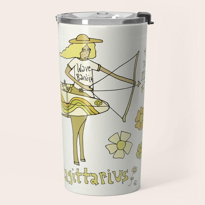 sagittarius zodiac wave bandit // retro surf art by surfy birdy Travel Mug Gallery Image 2