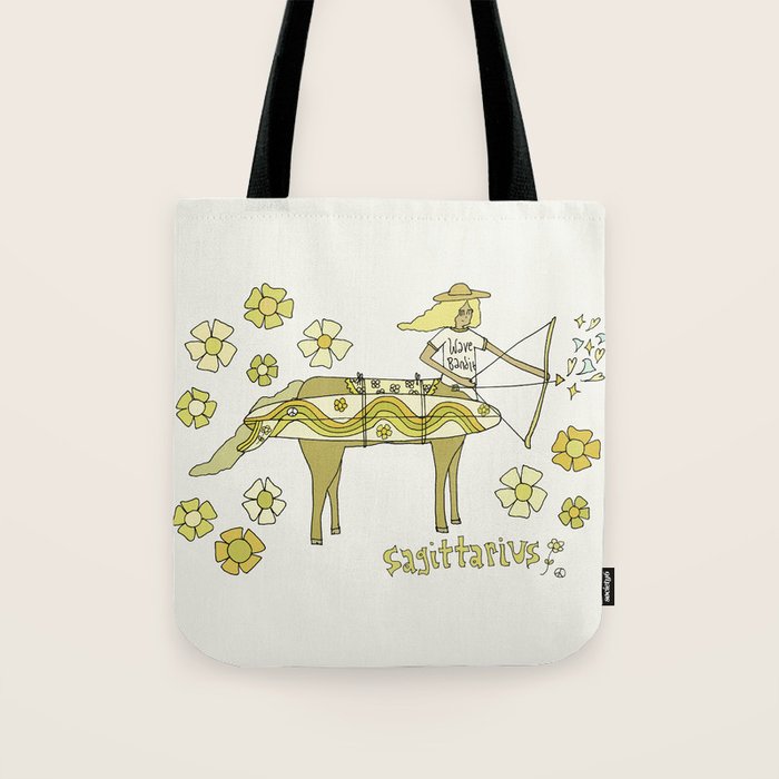sagittarius zodiac wave bandit // retro surf art by surfy birdy Tote Bag Gallery Image 1