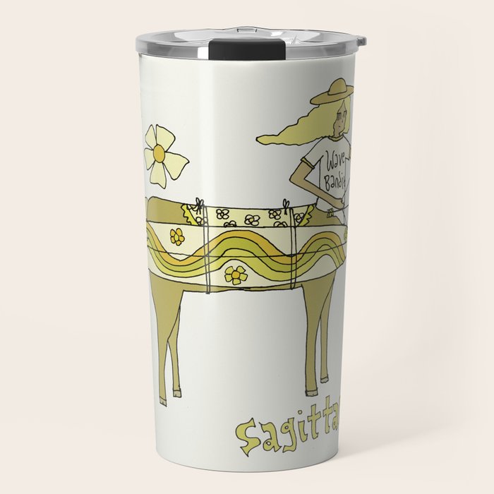 sagittarius zodiac wave bandit // retro surf art by surfy birdy Travel Mug Gallery Image 1