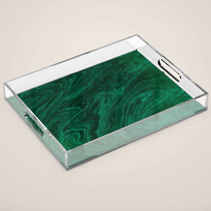 malachite green marbleized effect marble painting Acrylic Tray Gallery Image 1
